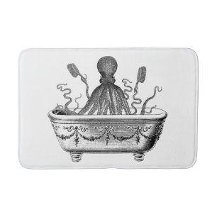 Tapis de bain moyen avec le poulpe vintage