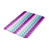 Tapis de bain moyen chevrons blanc sarcelle violet (Angle)