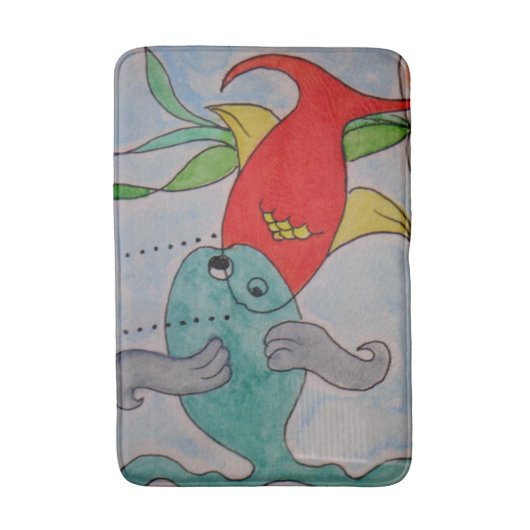 Tapis de bain moyen fait sur commande w/fish (Devant (Vertical))