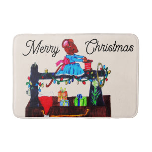 TAPIS DE BAIN MS. LA SOURIS FAIT UN CHAPEAU SANTA