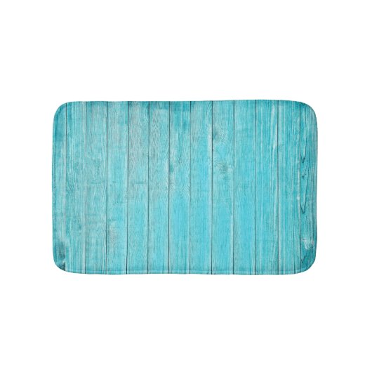 Tapis De Bain Mur de bois bleu turquoise Texture (Devant)