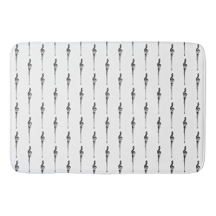 Tapis De Bain Musique Motif Melting Treble Clef noir et blanc
