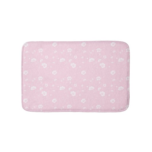 Tapis De Bain Muted Pink And White Wildflower Pattern (Devant)