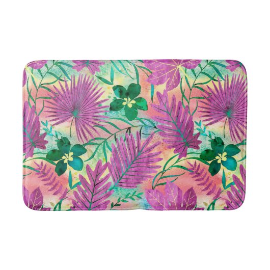 Tapis De Bain Nalani Hawaiian Tropical Garden Fuchsia (Devant)