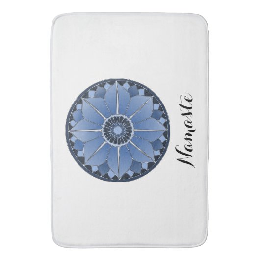 Tapis De Bain NAMASTE Fleur Bleue Spirituelle Lotus Mandala (devant Vertical)