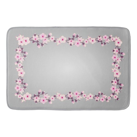 Tapis De Bain Nappe Fleurs de Cerisier Rose Gris (Devant)