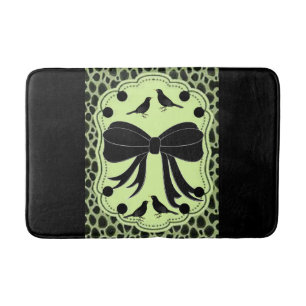 Tapis De Bain natte noire vert léopard