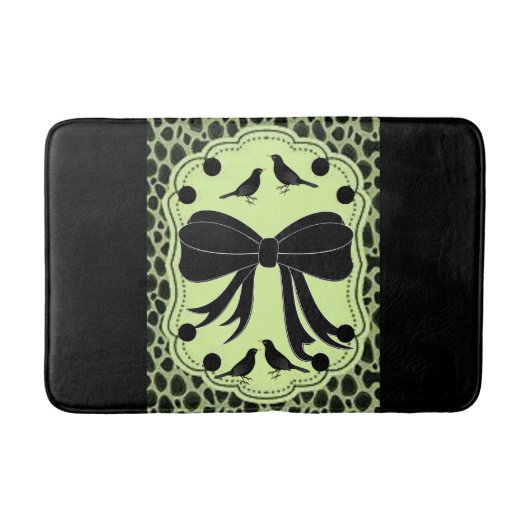 Tapis De Bain natte noire vert léopard (Devant)