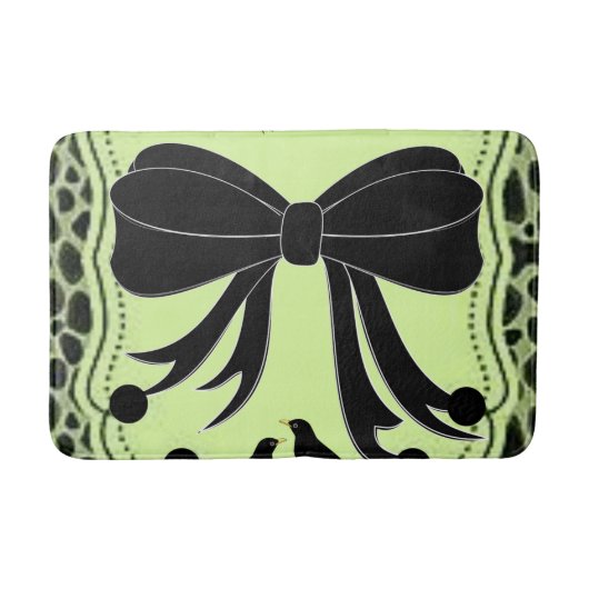 Tapis De Bain natte noire vert léopard (Devant)
