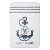 Tapis De Bain Nautical Blue Ancre Nom du bateau (devant Vertical)