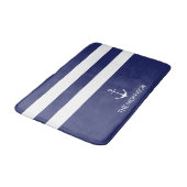 Tapis De Bain Nautical Stripes Nom du bateau ancre blanche marin (Angle)