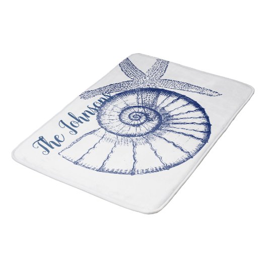 Tapis De Bain Nautilus Seashell & Starfish Marine Life Custom (Angle)