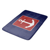 Tapis de bain nautique bleu et rouge d'Ancre (Angle)