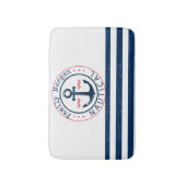 Tapis De Bain Nautique, Nom du bateau, Ancre Bleu de la Marine (Devant (Vertical))