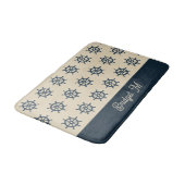 Tapis De Bain Navire bleu marine roue & Monogram Beige Maison cô (Angle)