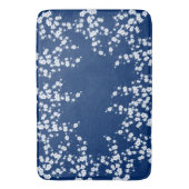 Tapis De Bain Navy Blue White Cherry Blossom  (devant Vertical)