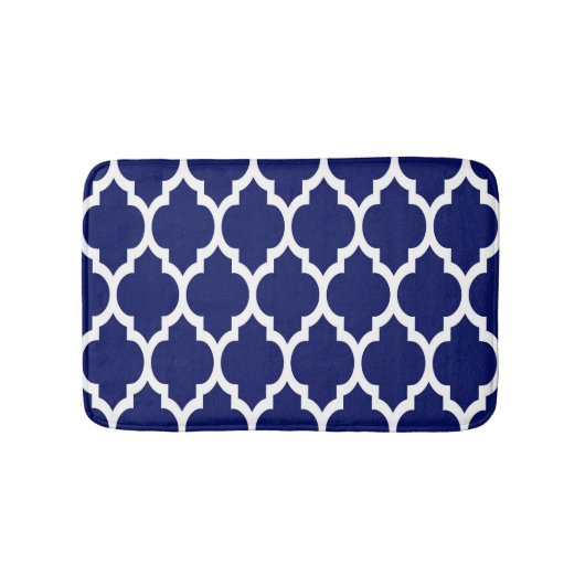 Tapis De Bain Navy Blue White Moroccan Quatrefoil (Devant)