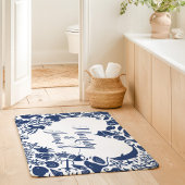 Tapis De Bain Navy & Créatures Marines Couple Monogramme en Form