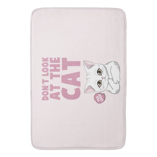 Tapis De Bain Ne regardez pas le chat - Drôle chat blanc (devant Vertical)