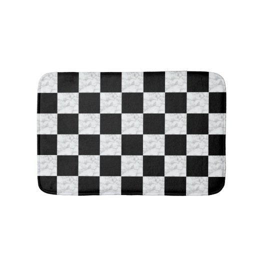 Tapis De Bain Neo Deco Black and Faux White Marble Checkerboard (Devant)