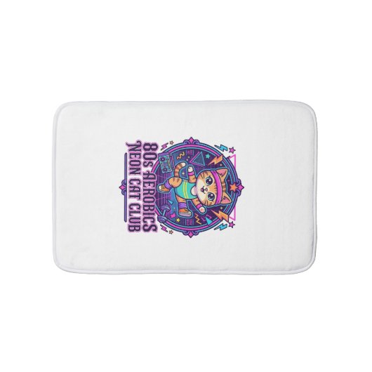 Tapis De Bain Néon de chat d'aérobic des années 80 - Conception (Devant)