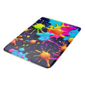 Tapis De Bain Neon Paint Splatter Art Abstrait (Angle)