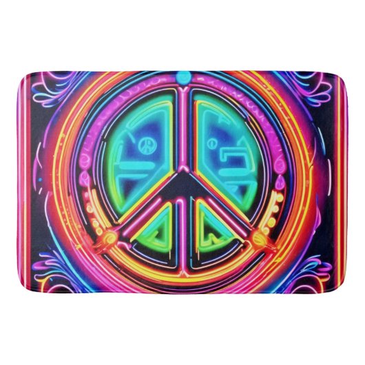 Tapis De Bain Neon Peace Mandala (Devant)