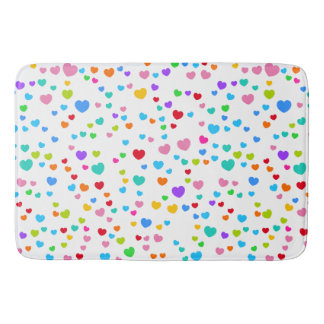 Tapis De Bain Neon Rainbow Pink Hearts Art Motif
