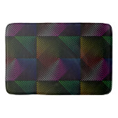 Tapis De Bain Neon Rainbow Prismes Carrés sur noir (Devant)
