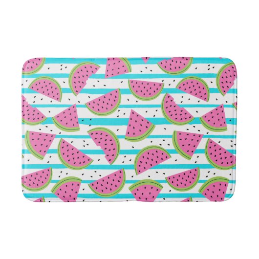 Tapis De Bain Neon Watermelon sur Stripes Motif (Devant)