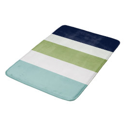 Tapis De Bain Neptune, Coquillages, Green et Navy Stripes T