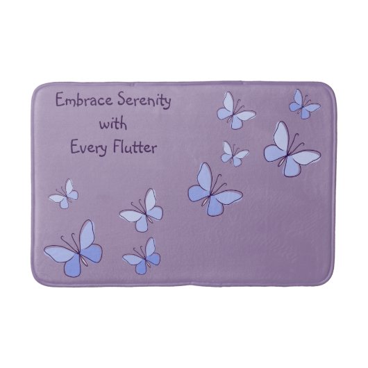 Tapis De Bain Neuf Papillons Bleus Violet (Devant)