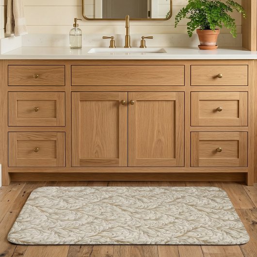 Tapis De Bain Neutral Beige Gold Botanical Leaf William Morris