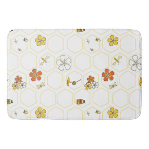 Tapis De Bain Nid d'abeille dessiné à la main et bourdon