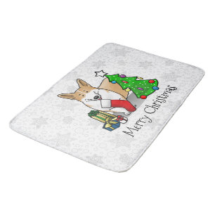 Tapis De Bain Noël 2 Pembroke Welsh Corgi (rouge 1) Tree Cute