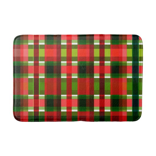Tapis De Bain Noël À damiers Carrés Buffalo Plaid (Devant)