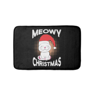 Tapis De Bain Noël à Meowy avec chat de Noël