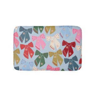 Tapis De Bain Noël Bows Coquette bleu