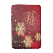 Tapis De Bain Noël cadeau Red Golden Snowflakes Holiday (Devant (Vertical))