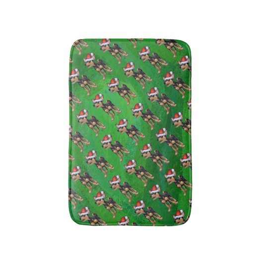 Tapis De Bain Noël Chihuahua sur vert (Devant (Vertical))