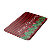 Tapis De Bain Noël classique Red Plaid Holly baies feuilles (Angle)