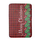 Tapis De Bain Noël classique Red Plaid Holly baies feuilles (Devant (Vertical))