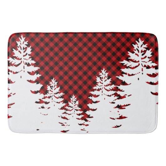 Tapis De Bain Noël classique Rouge Plaid Noël evergreens (Devant)