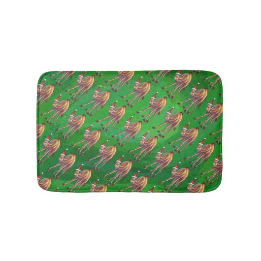 Tapis De Bain Noël De Camel Sur Vert (Devant)