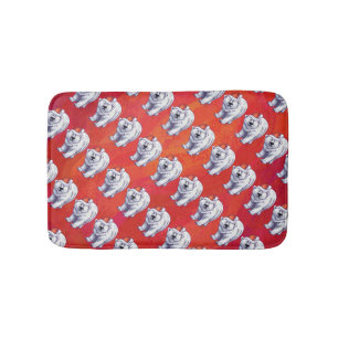 Tapis De Bain Noël de l'ours polaire sur le rouge