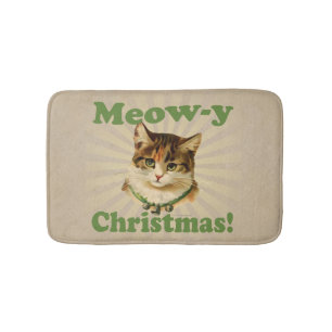 Tapis De Bain Noël de meow-y, animal drôle mignon de chat de