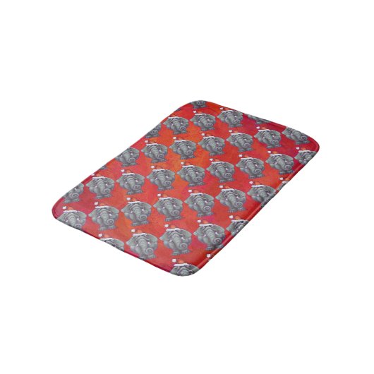 Tapis De Bain Noël des éléphants en rouge (Angle)