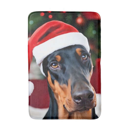 Tapis De Bain Noël Doberman (Devant (Vertical))