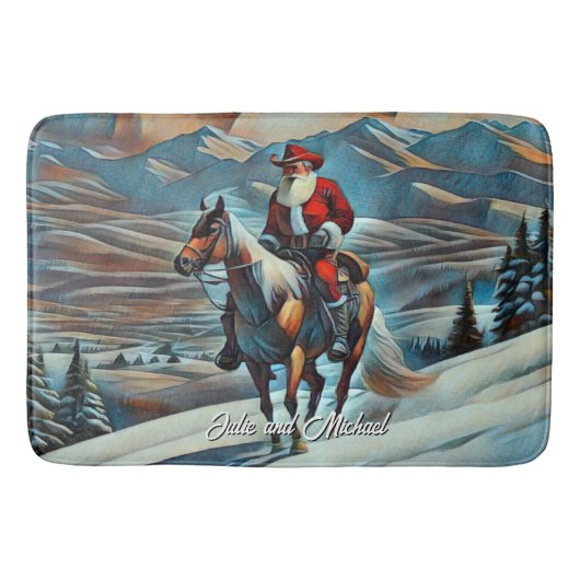 Tapis De Bain Noël du Père Noël équitation (Devant)