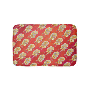 Tapis De Bain Noël Du Poulet Sur Rouge
